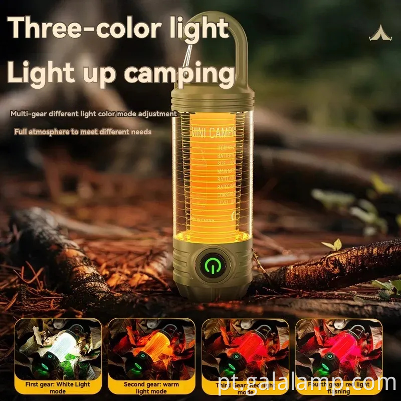 Luz de acampamento ao ar livre multi -funcional, portátil, lanterna forte, recarregável